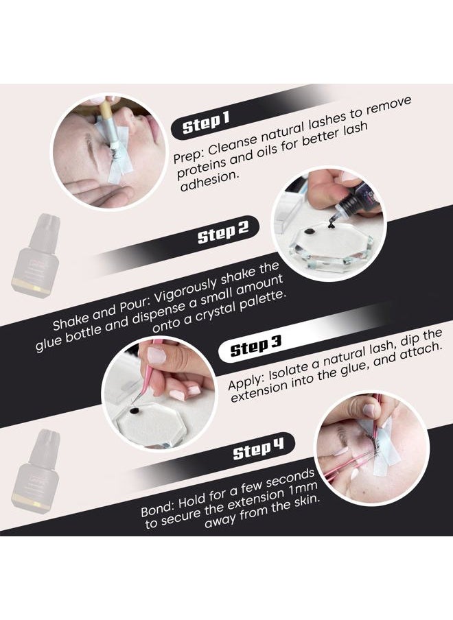 2 Pack Extra Strong Eyelash Extension Glue Adhesive for Professional Eyelash Extension Artists for Individual Eyelash Extensions: Drys in 1-2s with 6-7 Week Retention 5ml by Existing Beauty Lashes