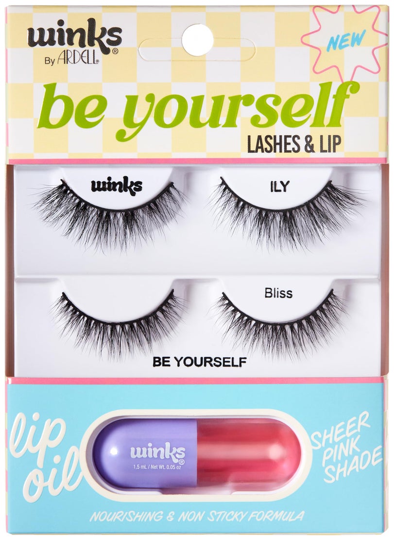 Ardell Winks ILY + Bliss Lashes & Lip Kit, Dual Eyelash & Lip Enhancer Lip Kit, 1-pack