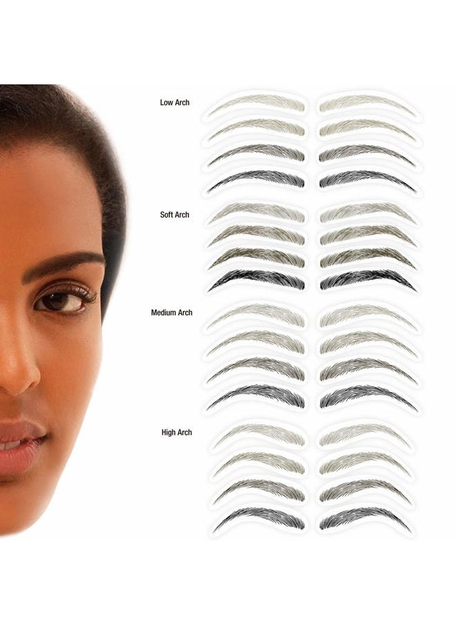 MyBrows Long Lasting Eyebrow Transfers, Medium Arch, Medium Brown, 12-Pairs of Brows