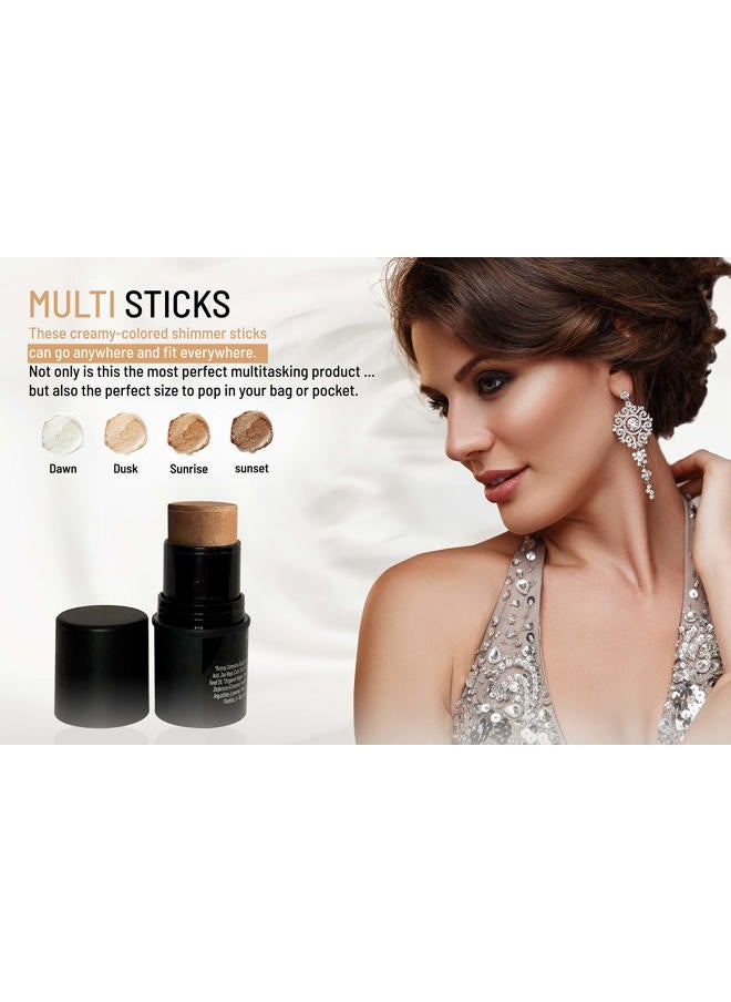 Natural Organic Multi Cream Sticks, Highlighter and Bronzers 100% Natural, Vegan, Gluten Free, Cruelty Free, Made in the USA, 0.18 oz. (Dawn)