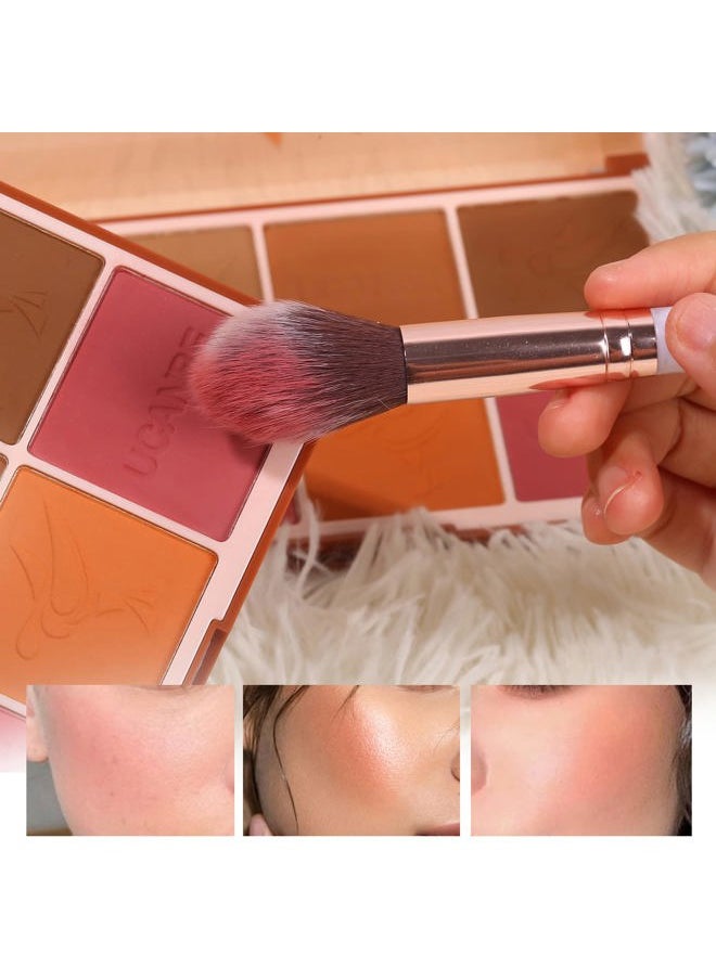 8 Colors Face Matte Blush Palette Shading Blusher with Brush - Buildable Facial Cheek Blusher Contour Bronzing Pressed Powder Makeup Pallet Women Gift Set (01 Matte)