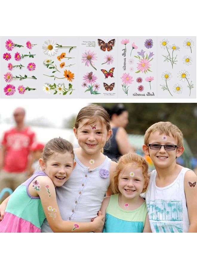 25 Sheets Flower Temporary Tattoos, Fake Tiny Temporary Tattoo Waterproof Body Art Sticker for Women Girls Kids,Hand Neck Wrist, Brirthday Party Favour Supplies,Party Bags Filler
