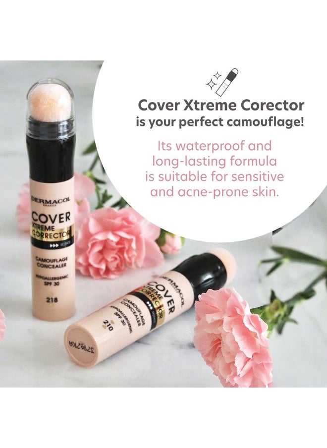 Cover Xtreme Corrector Contour Stick, Long Lasting Non-Allergenic Liquid Contour with SPF30, High Coverage Light Formula Corrector Concealer Makeup for Acne-Prone Skin No. 3 (210)