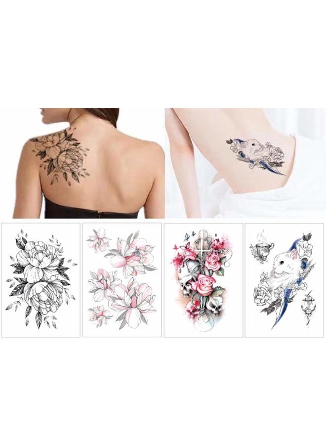 Temporary Tattoo Sticker Full Arm Large Size Fake Tatoo for Man Woman 12 Sheets