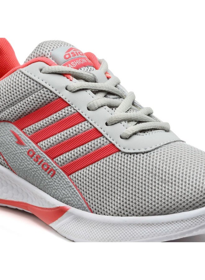 ASIAN Women's Tokyo-01 Sports Running,Walking & Gym Shoes with Eva Sole | Casual Sneakers Lightweight Shoes for Women's & Girl's Grey,Pink