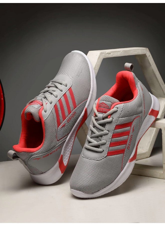 ASIAN Women's Tokyo-01 Sports Running,Walking & Gym Shoes with Eva Sole | Casual Sneakers Lightweight Shoes for Women's & Girl's Grey,Pink