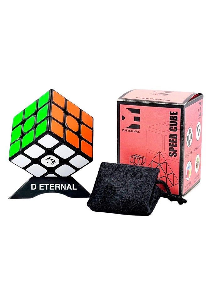 D ETERNAL 3x3 Speed Cube for Beginner & Professional Speedcube for Kids & Adults with Cube Stand and Protecting Pouch Bag Cube Combo Set (3x3+Stand+Bag) (Cube with Stand & Bag)