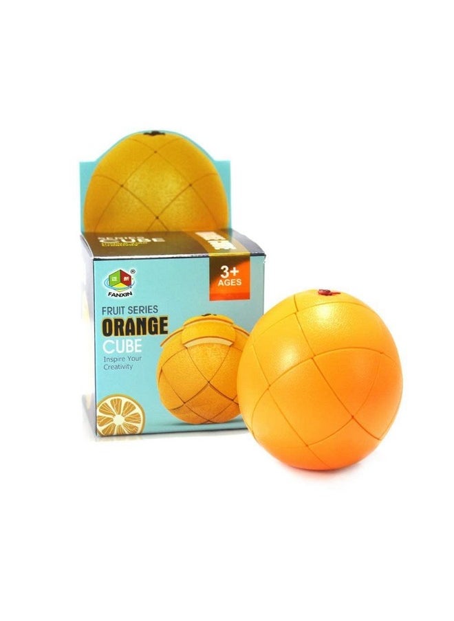 D ETERNAL Kid Fruit Shape Stickerless 3X3 Orange Cube Magic Cubic Puzzle Game Toy (Orange Cube)