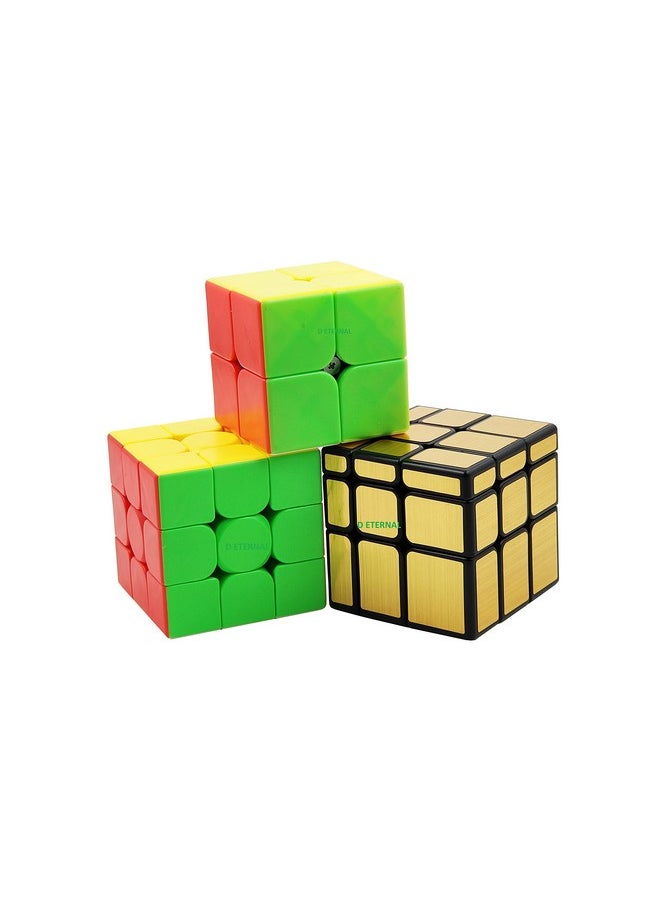 D ETERNAL MoYu Speed Cube Combo Set of 2X2 3x3 and Pyraminx Pyramid Triangle High Speed Stickerless Cube (MoYu(2x2+3x3+Gold Mirror))