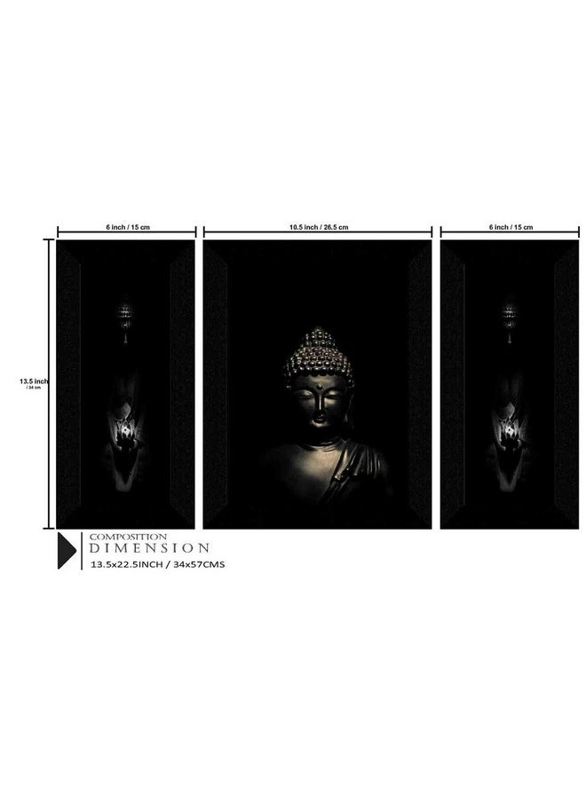 SAF paintings Set of 3 Buddha UV Textured Home Decorative Gift item Framed Painting 13.5 Inch X 22.5 Inch SANFS30365