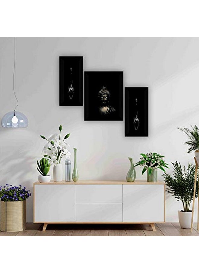 SAF paintings Set of 3 Buddha UV Textured Home Decorative Gift item Framed Painting 13.5 Inch X 22.5 Inch SANFS30365