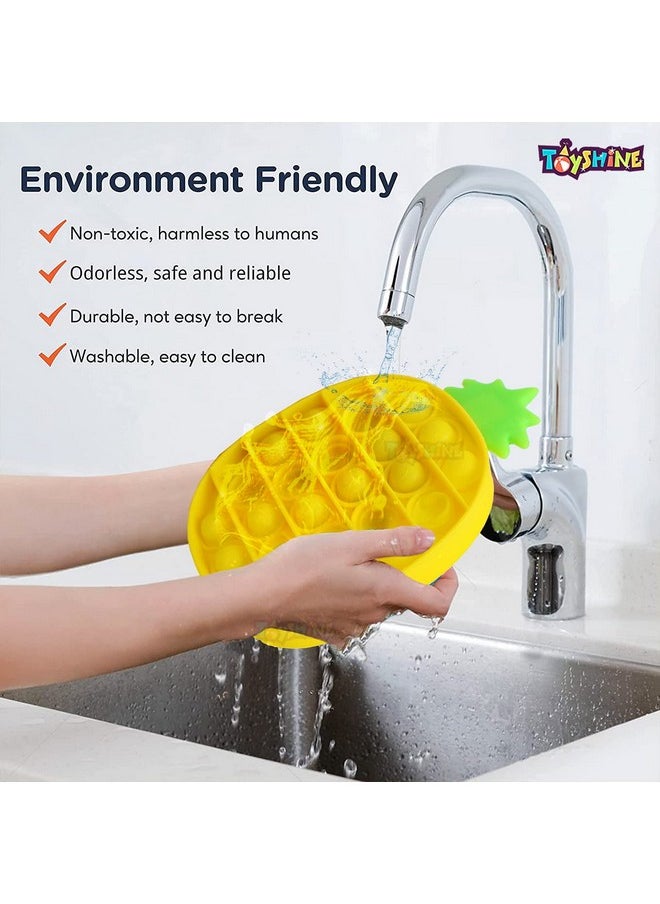 Toyshine Pack of 2 - Big and Small Pineapple Fidget Popping Sounds Sensory Toy, BPA Free Silicone, Push Bubbles Toy for Autism Stress Reliever