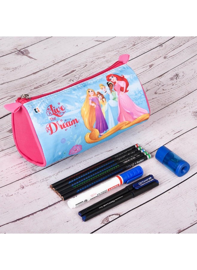 حقيبة أقلام كوبر إندستريز | حقيبة سفر متعددة الاستخدامات | حافظة أقلام للأطفال | حقائب أقلام مدرسية متعددة الاستخدامات | علبة هندسية | أميرات ديزني | كبير | وردي وأزرق