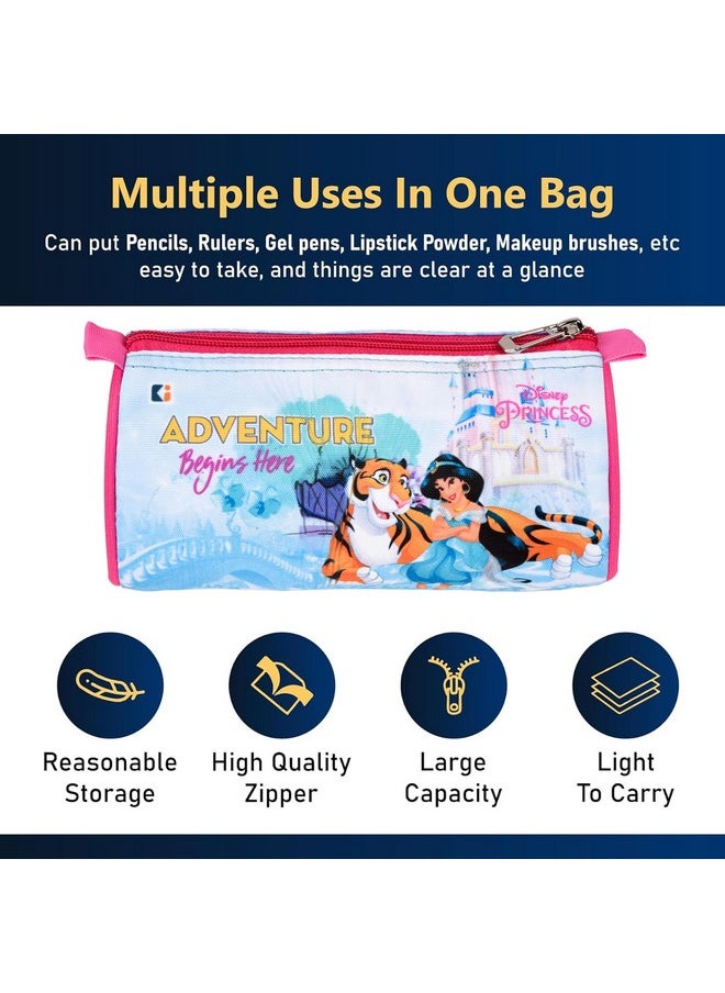 حقيبة أقلام كوبر إندستريز | حقيبة سفر متعددة الاستخدامات | حافظة أقلام للأطفال | حقائب أقلام مدرسية متعددة الاستخدامات | علبة هندسية | أميرات ديزني | كبير | وردي وأزرق