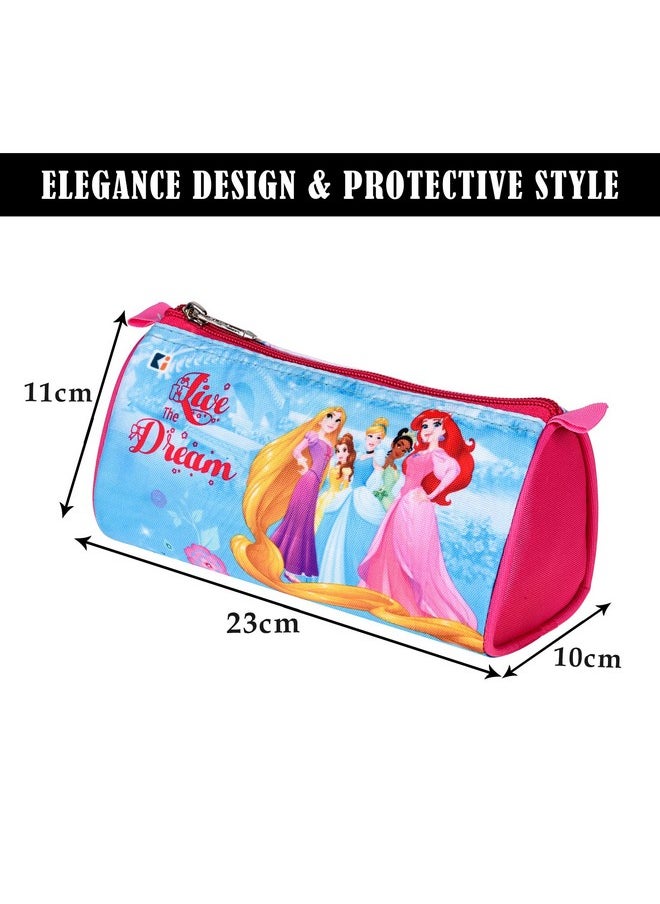 حقيبة أقلام كوبر إندستريز | حقيبة سفر متعددة الاستخدامات | حافظة أقلام للأطفال | حقائب أقلام مدرسية متعددة الاستخدامات | علبة هندسية | أميرات ديزني | كبير | وردي وأزرق