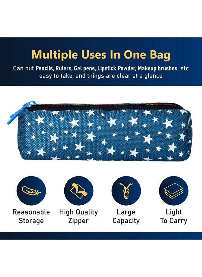 Kuber Industries Pencil Pouch|Rexine Stationary Pouch|Pencil Utility Pouch|School Pencil Case for Kids|2 Zipper Pencil Organizer|Star Pencil Pouch|Pack of 3|Multi