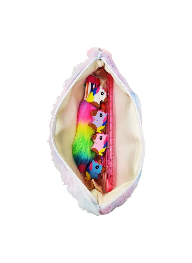Parteet Combo (Pack Of 5 Itmes) Unicorn Fer Pouch With 1 Fer Pen(4 Color),2 Pencils,1 Packet Unicorn Eraser And 1 Scale - Silver