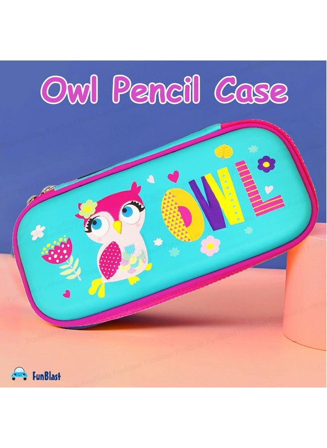 FunBlast Multipurpose Zipper Pencil Case, Pen & Pencil Pouch Bag Case for School Supplies for Kids (Owl - Small)