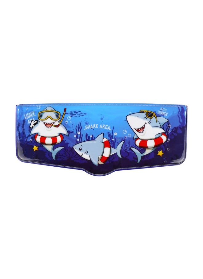 Smily Kiddos Multi Functional Pop Out Pencil Box for Kids Stationery for Children | 24.5 x 4 x 10cm | - Shark Theme - Blue