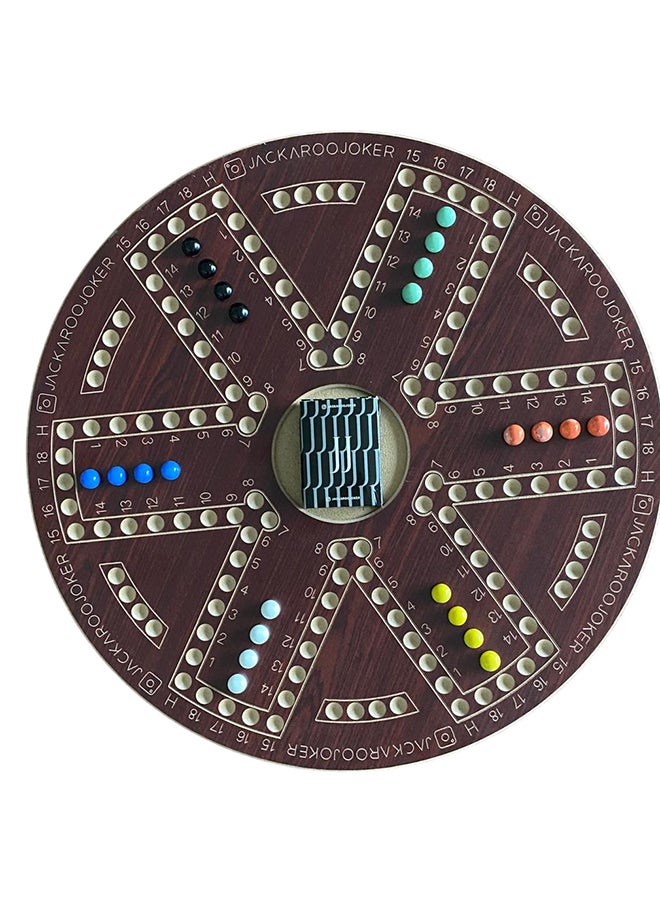 Two-Sided Board Game Set for 4 And 6 Players,Brown Wooden Board  With Bag, Marbles And Original Cards
