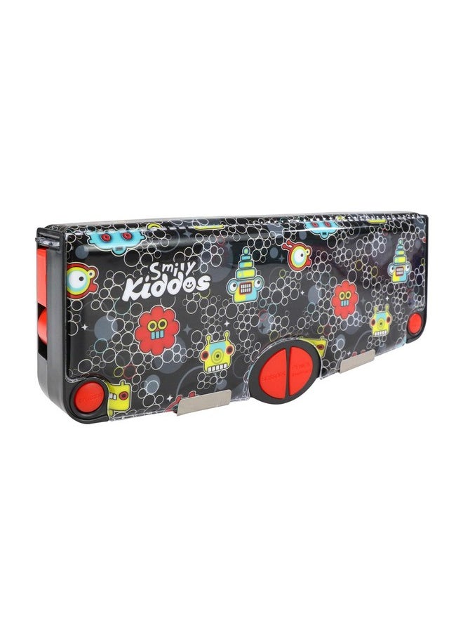 Smily Kiddos Multi Functional Pop Out Pencil Box for Kids Stationery for Children | 24.5 x 4 x 10cm | - Robot Theme - Black