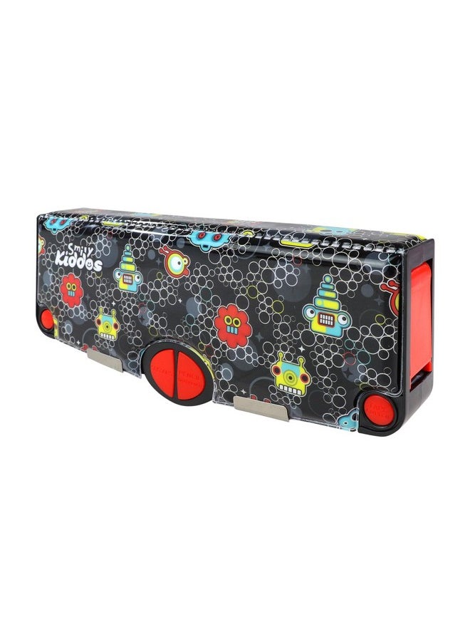Smily Kiddos Multi Functional Pop Out Pencil Box for Kids Stationery for Children | 24.5 x 4 x 10cm | - Robot Theme - Black