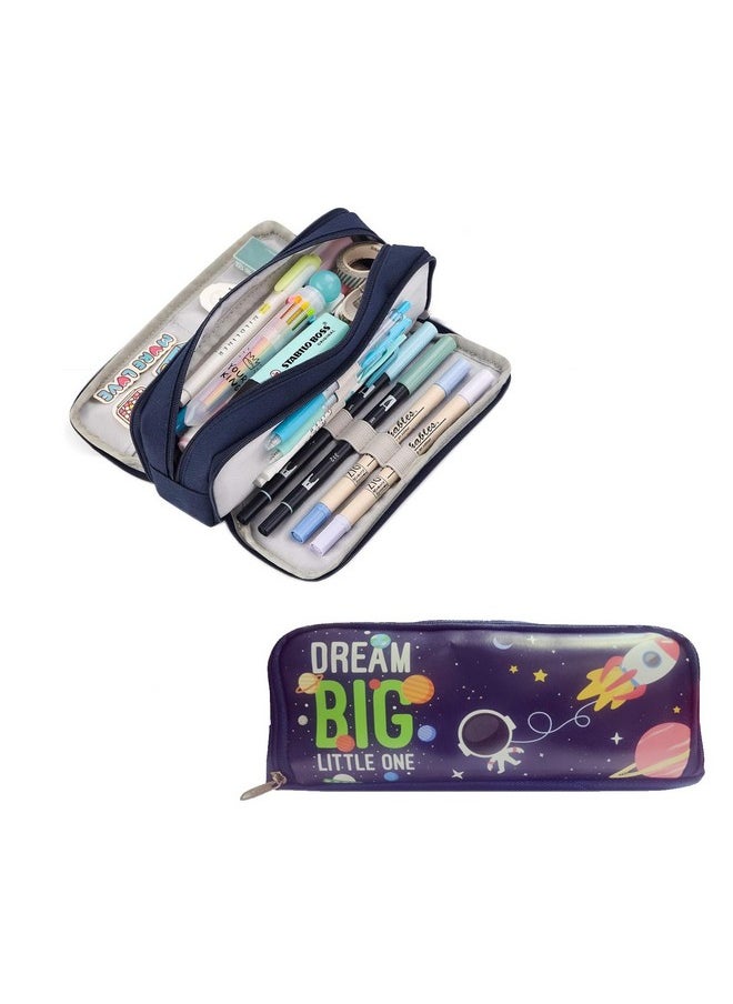 Jiada Space Astronaut Large Capacity Pencil Case 3 Compartment Pouch Pen Utility Bag for Boys