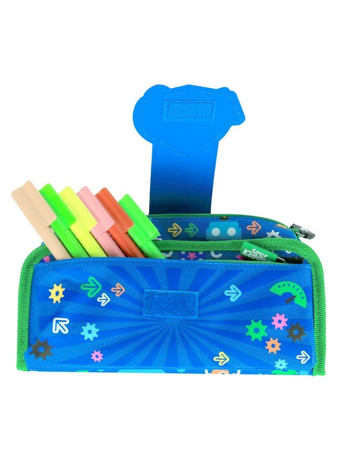 Smily Kiddos | Fancy Strap Pencil Case (Blue) | Kids&School Pencil Cases | Pencil Case for Kids | Boys & Girls Pencil Case | Pencil Pouch for Kids | Blue for Pencil Case