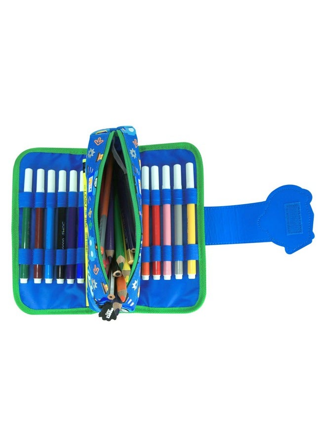 Smily Kiddos | Fancy Strap Pencil Case (Blue) | Kids&School Pencil Cases | Pencil Case for Kids | Boys & Girls Pencil Case | Pencil Pouch for Kids | Blue for Pencil Case