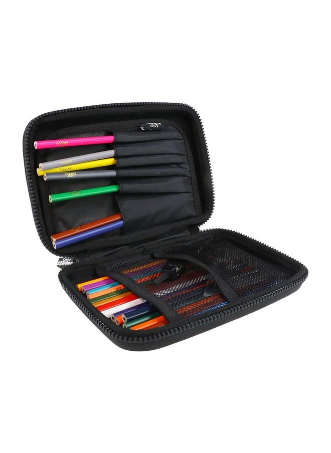 Smily Kiddos Single Compartment Pencil Case Stylish Cute Large Capacity Hardtop EVA Pencil Case Organizer School Kids Girls Women Pen Holder Pouch Multi Purpose| Space Explorer Theme | Black