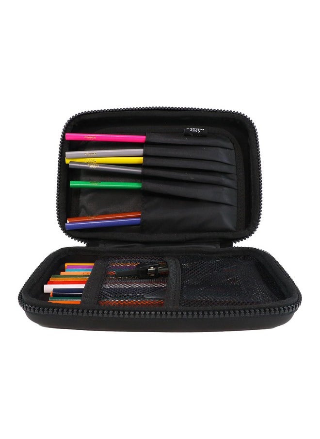 Smily Kiddos Single Compartment Pencil Case Stylish Cute Large Capacity Hardtop EVA Pencil Case Organizer School Kids Girls Women Pen Holder Pouch Multi Purpose| Space Explorer Theme | Black