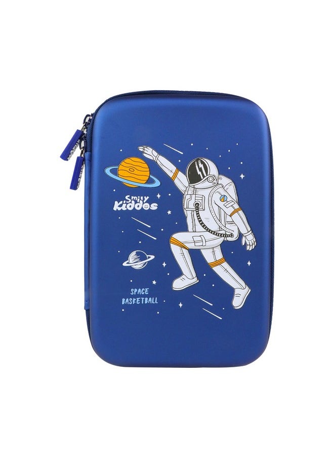 Smily Kiddos Single Compartment Pencil Case Stylish Cute Large Capacity Hardtop EVA Pencil Case Organizer School Kids Pouch Multi Purpose Cartoon/Boy/Girl/Baby| Space Basket Ball | Blue