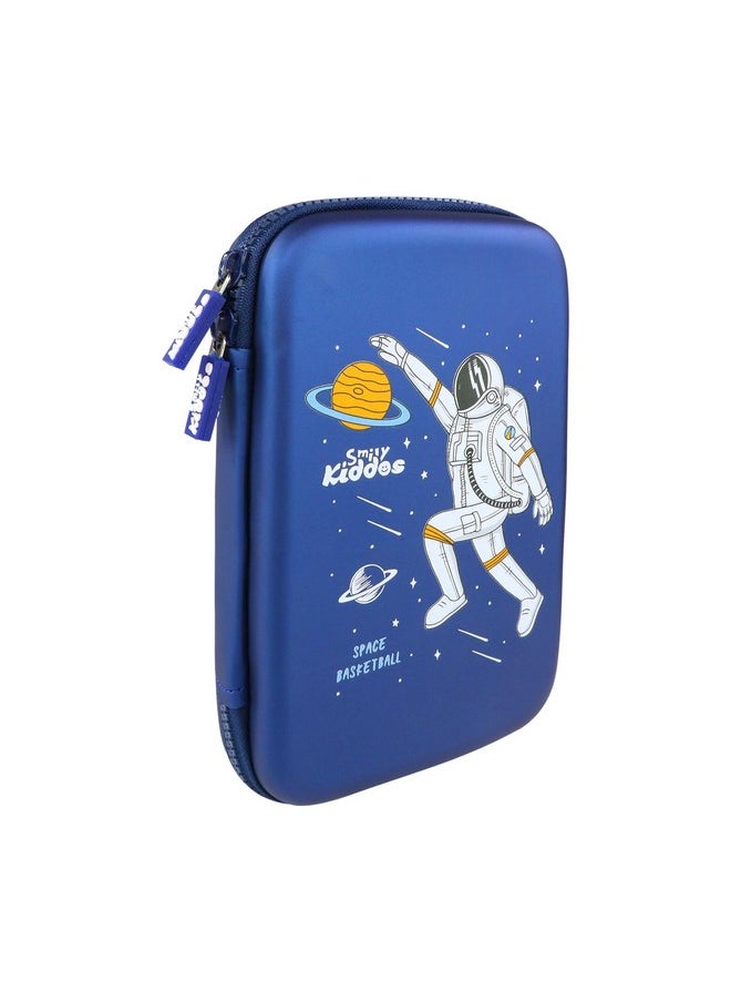 Smily Kiddos Single Compartment Pencil Case Stylish Cute Large Capacity Hardtop EVA Pencil Case Organizer School Kids Pouch Multi Purpose Cartoon/Boy/Girl/Baby| Space Basket Ball | Blue
