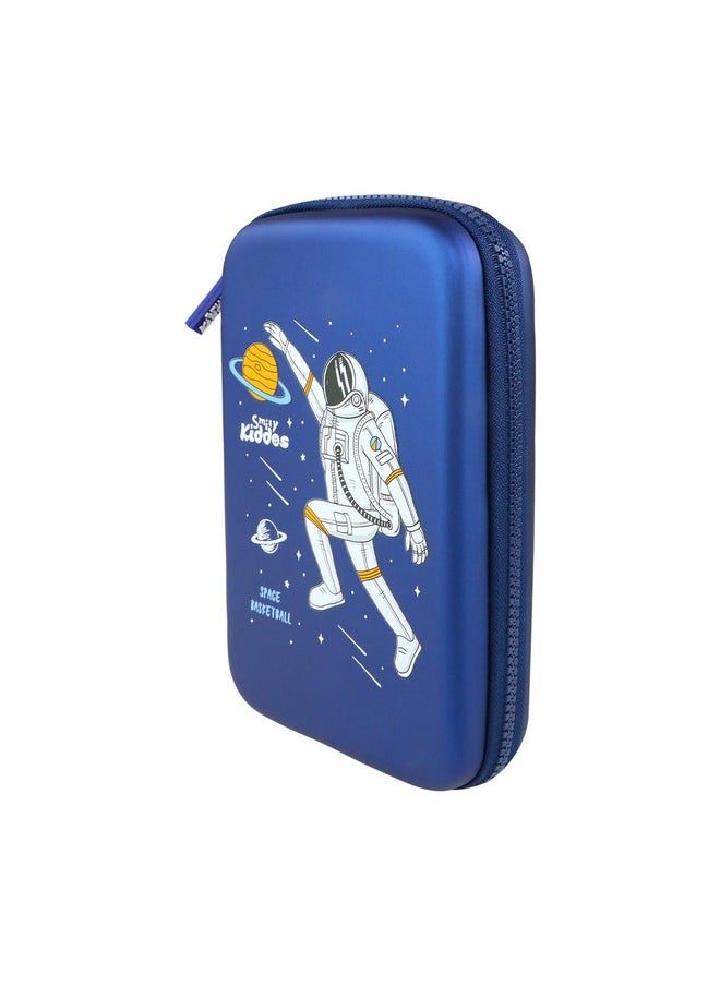 Smily Kiddos Single Compartment Pencil Case Stylish Cute Large Capacity Hardtop EVA Pencil Case Organizer School Kids Pouch Multi Purpose Cartoon/Boy/Girl/Baby| Space Basket Ball | Blue