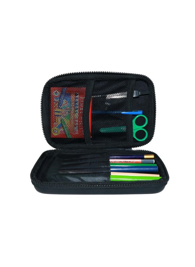 Smily Kiddos Single Compartment Pencil Case Stylish Cute Large Capacity Hardtop EVA Pencil Case Organizer School Kids Girls Women Pen Holder Pouch Multi Purpose| Speedster - Black