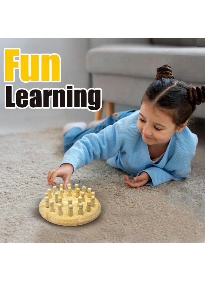 Wembley Wooden Memory Match Stick Chess Game Matching Board Game for Kids 3+ Color Learning Educational Interactive Indoor Games for Boys Girls Birthday Gift