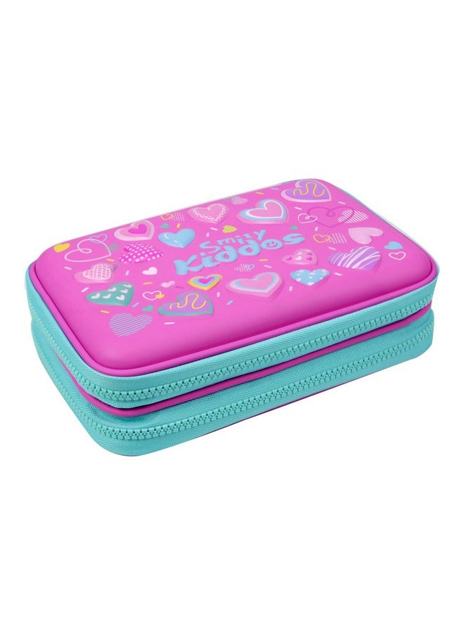 Smily Kiddos | Smily Double Compartment Pencil Case (Pink) | Pencil Box for Kids| Kids School Pencil Cases