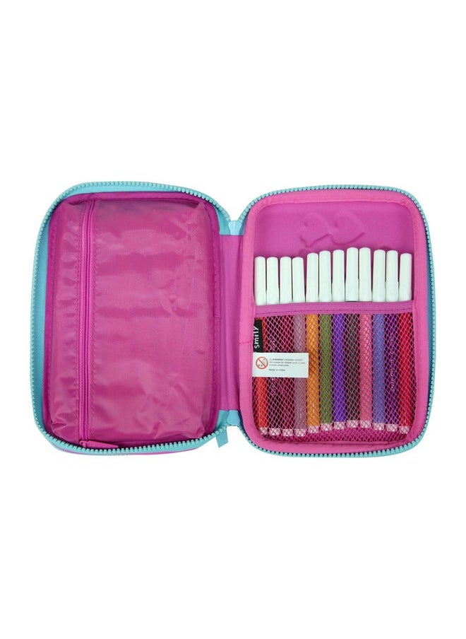 Smily Kiddos | Smily Double Compartment Pencil Case (Pink) | Pencil Box for Kids| Kids School Pencil Cases