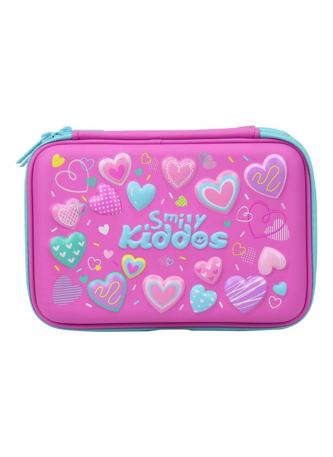 Smily Kiddos | Smily Double Compartment Pencil Case (Pink) | Pencil Box for Kids| Kids School Pencil Cases