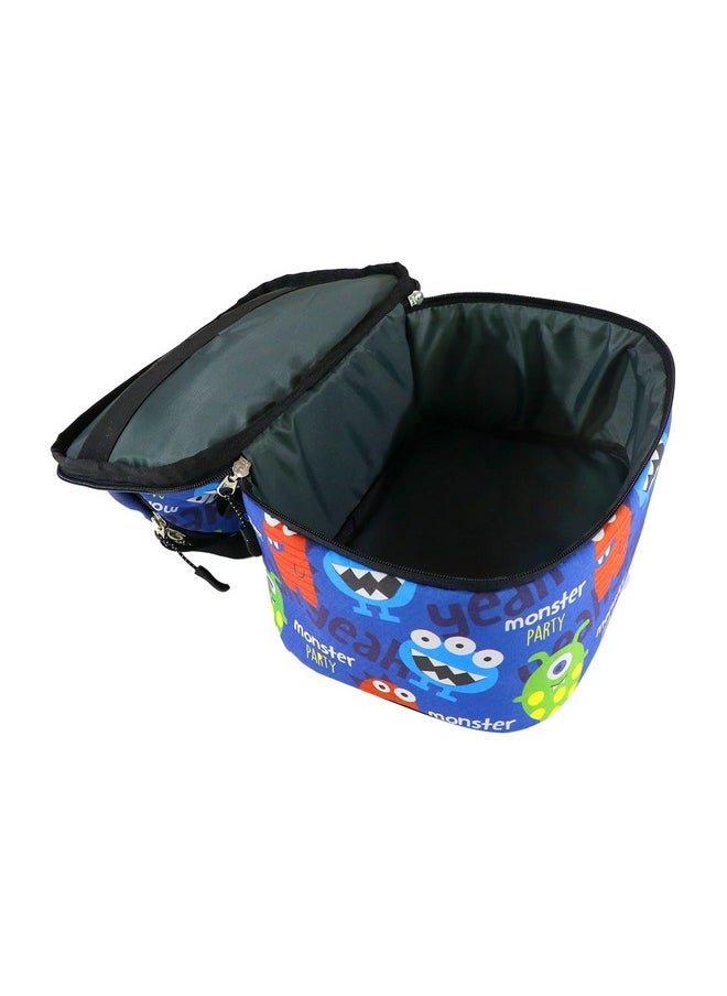 Smily Kiddos | Double Decker Lunch Bag Monster Theme - Blue | Kids & School Lunch Bag | Lunch Bag for Kids | Lunch Bag for School | Comes with 2 Main Compartment LxWxH :25.5 X 17 X 20 CM
