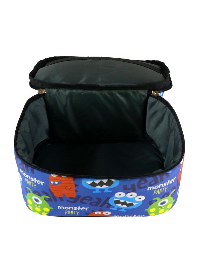 Smily Kiddos | Double Decker Lunch Bag Monster Theme - Blue | Kids & School Lunch Bag | Lunch Bag for Kids | Lunch Bag for School | Comes with 2 Main Compartment LxWxH :25.5 X 17 X 20 CM