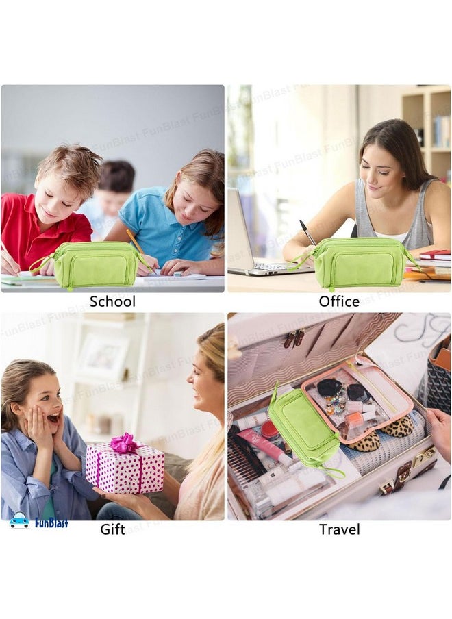 FunBlast Large Capacity Pencil Pouches, Multipurpose Zipper Pouch, Aesthetic Pencil Case for College Students, School Pouch for Girls, Stylish Cute Pen Pouch for Girls Korean Bag (Sea Green)