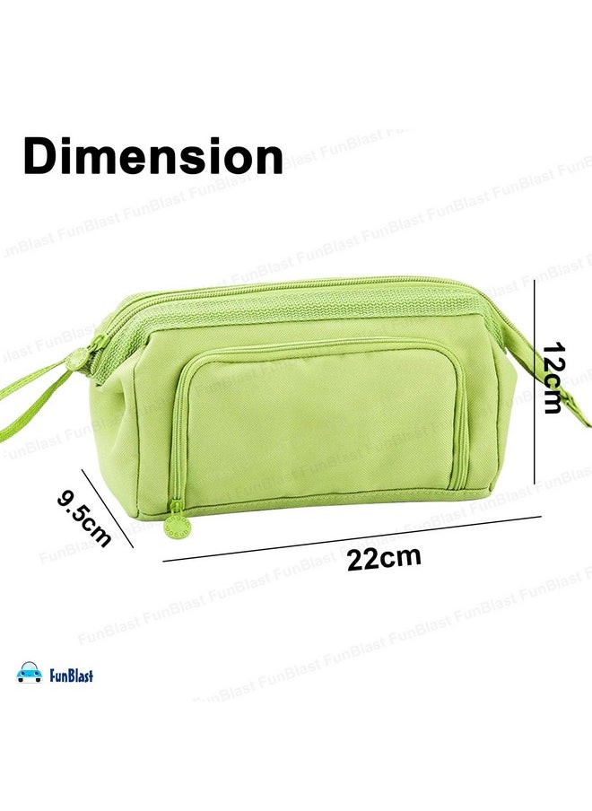 FunBlast Large Capacity Pencil Pouches, Multipurpose Zipper Pouch, Aesthetic Pencil Case for College Students, School Pouch for Girls, Stylish Cute Pen Pouch for Girls Korean Bag (Sea Green)
