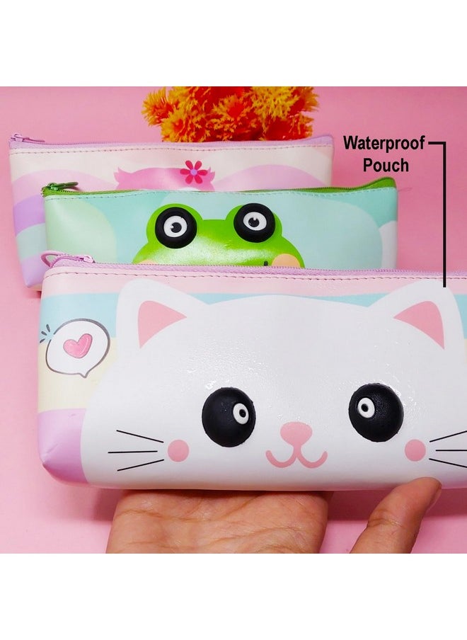 PARTEET Soft Cute Eyes Pencil Pouch for Kids Students Silicone Pencil Case Storage Pouch Travel Pouch with Big Cute Eyes and Zipper Closer Eyes Pencil Holder Return Gift for Kids(Pack of 6) (Assorted)