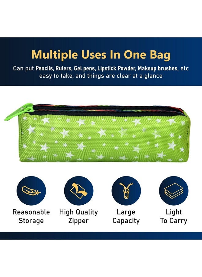 Kuber Industries Pencil Pouch | Rexine Stationary Pouch |Pencil Utility Pouch |School Pencil Case for Kids | Pen-Pencil Box for Kids | 2 Zipper Pencil Organizer | Star Pencil Pouch | Pack of 2 | Multi