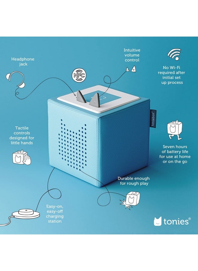 Toniebox Audio Player Starter Set With Chase, Skye, Marshall, And Playtime Puppy - Listen, Learn, And Play With One Huggable Little Box - Light Blue