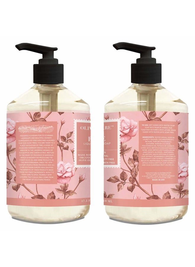 Liquid Hand Soap Rose & Essential Oils. All Natural - Cleansing, Germ-Fighting, Moisturizing Hand Wash for Kitchen & Bathroom - Gentle, Mild & Natural Scented - 18.5 OZ
