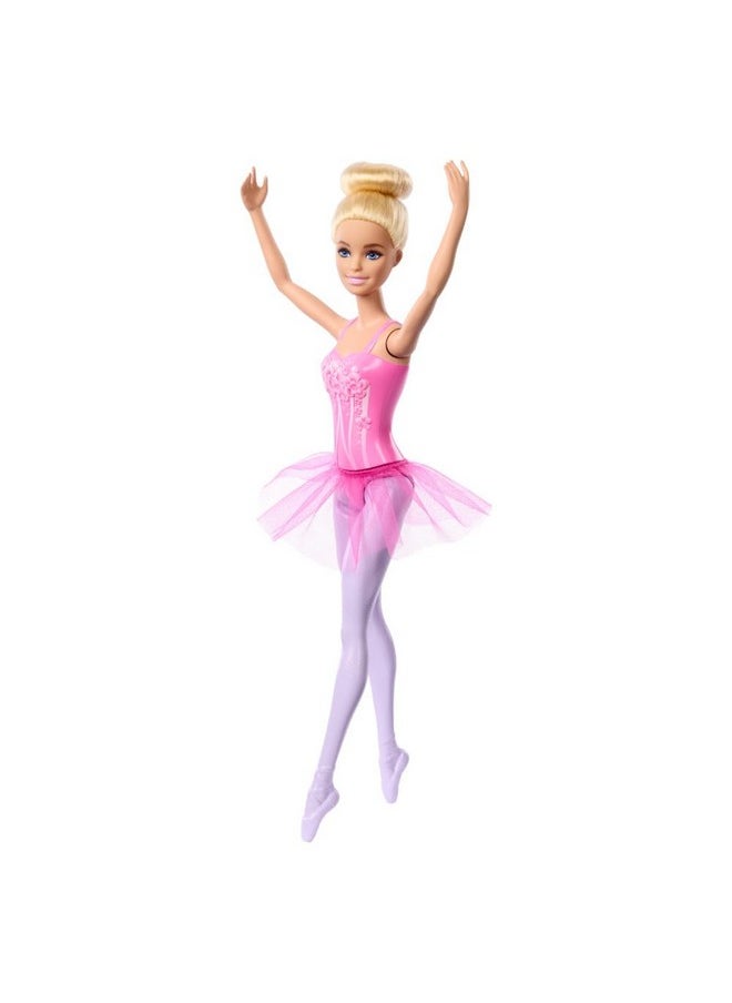 Barbie Ballerina Doll, Blonde Fashion Doll Wearing Purple Removable Tutu, Posed with Ballet Arms & “en Pointe” Toe Shoes