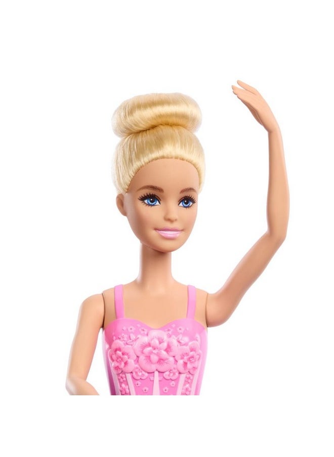 Barbie Ballerina Doll, Blonde Fashion Doll Wearing Purple Removable Tutu, Posed with Ballet Arms & “en Pointe” Toe Shoes