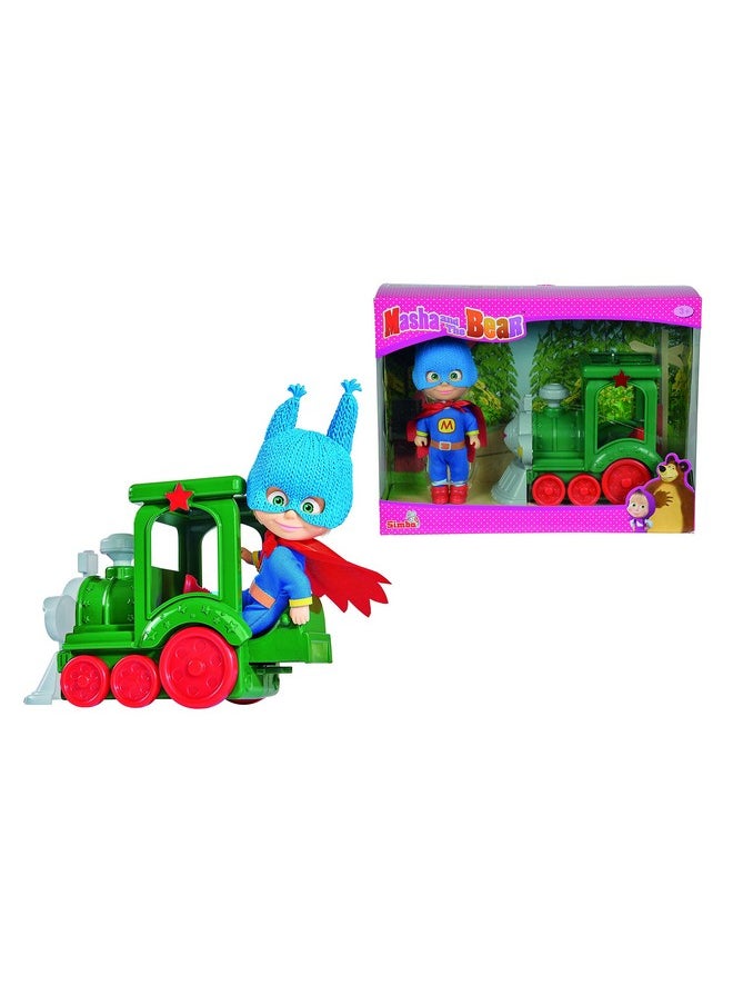 Simba Masha in Superhero Outfit with Train, 12cm, WB